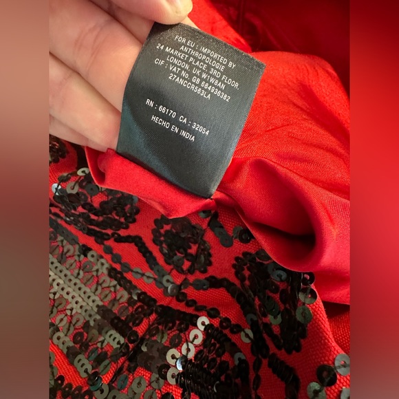 New Anthro MOULINETTE SOEURS Suelta Skirt Straight Pencil Trumpet Sequin Red - Picture 11 of 12